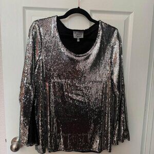 Lynn Ritchie Silver Collection Silver Sequin Blouse